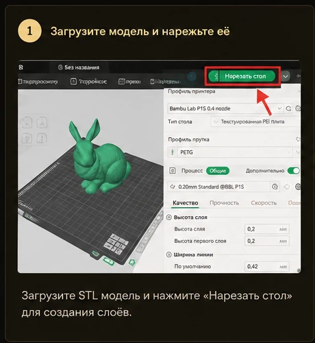 Шаг 1 — нарезать модель